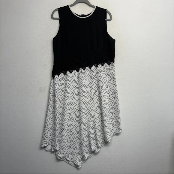 Alfani Tank Midi Dress Black White Asymmetrical Hem 10 - Picture 1 of 7